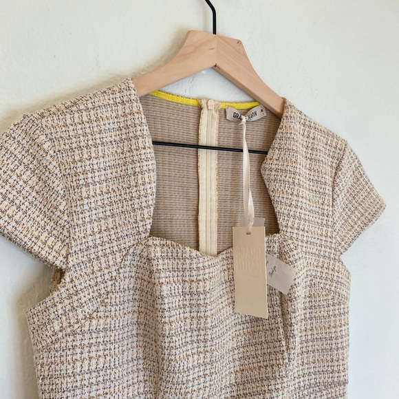 Grace Karin Tan Midi Sheath‎ Dress with Notched Collar - Picture 2 of 6